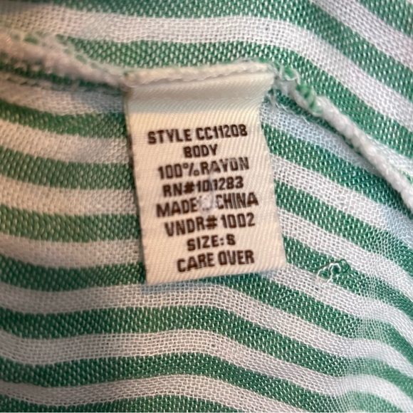 Vintage Havana Striped Button-Down Shirt - Swimsuit Cover Up Resort Wear S NWT - Picture 4 of 8